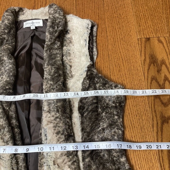 L PL super soft faux fur vest open front Kate Rosie petite - Picture 8 of 9